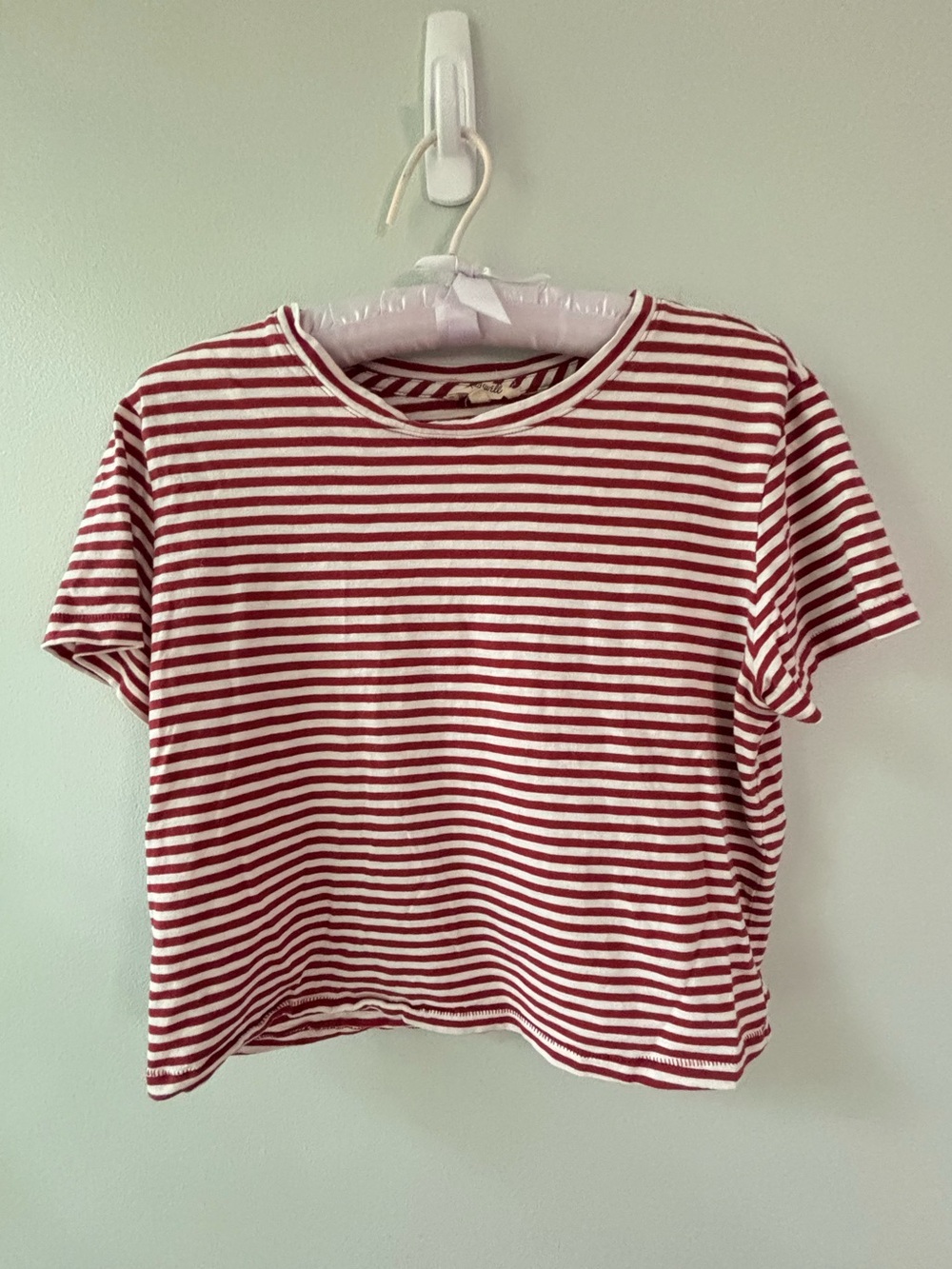 Madewell Red White Striped Crop Top Size Small Cottagecore Coastal Preppy - Picture 2 of 6